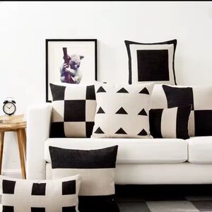 Chic Black and White Geometric Accent Pillow Set